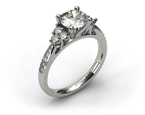 Platinum Pave Trio Engagement Ring